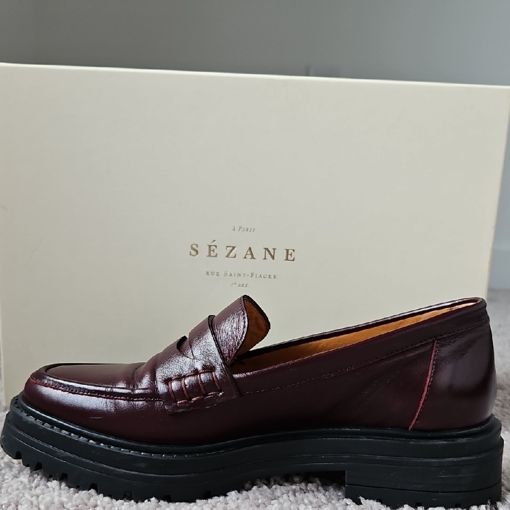 Sezane Burgundy Loafers - Picture 6 of 10